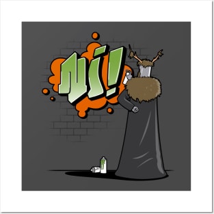 Funny Retro Knight Vintage Graffiti Artist Urban Street Spray Painting Posters and Art